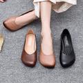 Women's Flats Plus Size Daily Solid Colored Summer Flat Heel Round Toe Square Toe Casual Faux Leather Loafer Light Brown Dark Brown Black