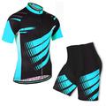 Men's Short Sleeve Cycling Jersey with Bib Shorts Blue Bike 3D Pad Breathable Quick Dry Sports Graphic Clothing Apparel