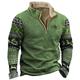 Men's Vintage Western Cowboy Zip Colorblock Stand Collar Sweatshirt