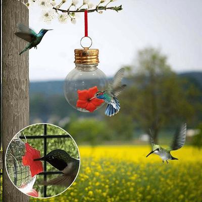 1pc, Hummingbird Feeder, With Flower Feeding Ports, Outdoor Hanging Yard Decoration, Clear Bulb Reservoir Design, Portable Hummingbird Feeders, Outdoor Garden Decorations