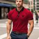 Men's Polo Shirt Button Up Polos Casual Sports Lapel Short Sleeve Fashion Basic Color Block Cow Patchwork Embroidered Summer Regular Fit Red Blue Green Polo Shirt