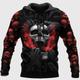 Skull Novelty Men's Fashion 3D Print Zip Hoodie Halloween Holiday Vacation Hoodies Black Red Long Sleeve Hooded Print Spring Fall Designer Hoodie Sweatshirt