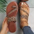 Women's Sandals Slippers Flat Sandals Orthopedic Sandals Bunion Sandals Plus Size Outdoor Daily Beach Leopard Summer Flat Heel Classic Casual Minimalism Faux Leather Leopard