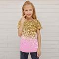 Kids Girls' T shirt Short Sleeve 3D Print Color Block Blue Purple Pink Children Tops Spring Summer Active Fashion Streetwear Daily Indoor Outdoor Regular Fit 3-12 Years / Cute