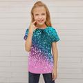 Kids Girls' T shirt Short Sleeve 3D Print Color Block Blue Purple Pink Children Tops Spring Summer Active Fashion Streetwear Daily Indoor Outdoor Regular Fit 3-12 Years / Cute