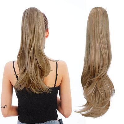Ponytail ExtensionsHair Extension Ponytail 22 Long Claw Hair Extension Synthetic Wavy Straight Hairpieces Ponytail Clip in Ponytail Wig Daily Fluffy Pony Tail for Women4.8 OZ Brown
