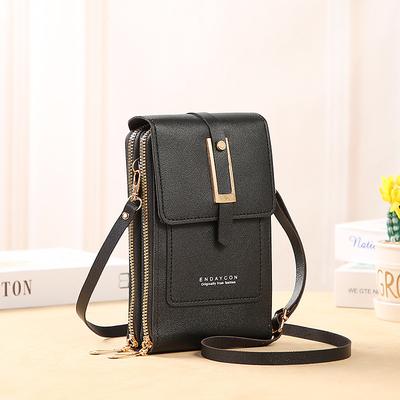 Touch Screen Mobile Phone Bag, Mini Flap Crossbody Bag, Fashion Faux Leather Purse, Vertical Wallet With Card Slots