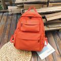 Women's Backpack School Bag Bookbag School Traveling Solid Color Nylon Large Capacity Lightweight Zipper Black Yellow Orange