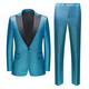 Silver Sky Blue Gold Men's Party Prom Disco Suits 2 Piece Sparkling Glitter Peak Tailored Fit Single Breasted One-button 2024