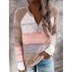 Women's Pullover Sweater Jumper Half Zip V Neck Ribbed Knit Polyester Patchwork Zipper Summer Fall Outdoor Home Daily Stylish Casual Soft Long Sleeve Color Block Pink Purple Coffee S M L