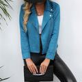 Women's Faux Leather Jacket Suede Jacket Zip up Jacket Spring Casual Motor Biker Jacket Winter Heated Jacket