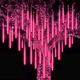 2 Pack Meteor Shower Christmas Lights Outdoor 30cm 8 Tubes 192 LED Falling Rain Lights Plug in Icicle Snow Cascading String Lights for Xmas Tree Holiday Patio Decorations