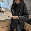 T shirt Tee Women's Black White Yellow Solid / Plain Color Patchwork Split Street Daily Classic Round Neck Regular Fit M