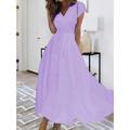 Women's Maxi long Dress White Dress Casual Dress Chiffon Dress Pure Color Casual Mature Outdoor Daily Date Ruched Short Sleeve V Neck Dress Regular Fit White Pink Red Summer Spring M L XL XXL 3XL