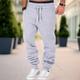 Men's Sweatpants Joggers Trousers Drawstring Elastic Waist Solid Color Comfort Breathable Casual Daily Streetwear Cotton Blend Sports Fashion Black-White Black Micro-elastic