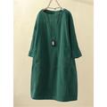 Women's Winter Dress Casual Dress Black Dress Midi Dress Pocket Daily Date Going out Active Fashion Crew Neck Long Sleeve 2023 Loose Fit Black Wine Green Color M L XL XXL 3XL Size