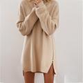 Women's Sweater Dress Jumper Dress Casual Dress Mini Dress Knitwear Basic Pure Color Winter Dress Daily Holiday Fall Dress Crew Neck Long Sleeve Zipper Boom Sale Dress Regular Fit Pink Wine Navy Blue