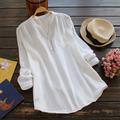 Shirt Blouse Women's White Pink Dark Blue Solid Color Button Pocket Daily Daily Basic V Neck Regular Fit M / M