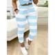 Women's Sweatpants Polyester Star Striped Dark navy Light Blue Active High Waist Ankle-Length Outdoor Sports Summer Fall