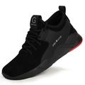 Men's Trainers Athletic Shoes Sneakers Steel Toe Shoes Work Sneakers Safety Shoes Sporty Classic Chinoiserie Office Career Tissage Volant Breathable Non-slipping Wear Proof Lace-up Black / Red Black