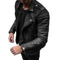 Men's Faux Leather Jacket Biker Jacket Motorcycle Jacket Street Casual Thermal Warm Windproof Faux Fur Trim Fall Pure Color Punk Fashion Lapel Regular Regular Faux Fur Faux Leather Slim Black Red