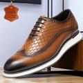 Men's Oxfords Formal Shoes Brogue Leather Italian Full-Grain Cowhide Comfortable Slip Resistant Lace-up Brown