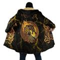 Dragon Totem Abstract Gothic Men's Fleece Jacket Coat Hoodie Jacket Daily Wear Going out Fall Winter Hooded Long Sleeve Yellow Blue Orange S M L Polyester Jacket