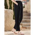 55% Linen Women's Pants Fashion Linen Slacks Linen Cotton Blend Cotton And Linen Micro-elastic Casual Daily Wear Black S M Summer Spring