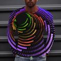 Men's T shirt Tee Optical Illusion Graphic Prints Spiral Stripe Crew Neck Green Black Blue Purple Pink 3D Print Daily Holiday Long Sleeve Print Clothing Apparel Designer Casual Big and Tall