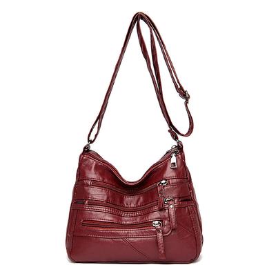 Women's Multi-Zip Faux Leather Crossbody Bag – Casual Shoulder Bag with Adjustable Strap for Everyday Use