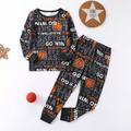 Boys 3D Basketball Pajama Set Long Sleeve 3D Print Fall Winter Active Cool Daily Polyester Kids 3-12 Years Crew Neck Home Causal Indoor Regular Fit