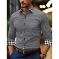 Men's Shirt Button Up Shirt Casual Shirt Black White Pink Wine Navy Blue Long Sleeve Plaid Color Block Lapel Daily Vacation Patchwork Clothing Apparel Fashion Casual Smart Casual