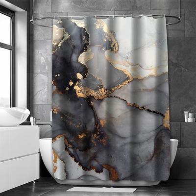 Shower Curtain with Hooks 180cm180cm(7070) Polyester Washable Waterproof Marble Abstract Pattern