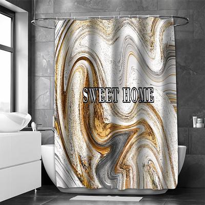Shower Curtain with Hooks 180cm180cm(7070) Polyester Washable Waterproof Marble Abstract Pattern