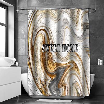 Shower Curtain with Hooks,Marble Pattern Abstract Art Fabric Home Decoration Bathroom Waterproof Shower Curtain with Hook Luxury Modern