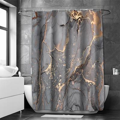 Shower Curtain with Hooks 180cm180cm(7070) Polyester Washable Waterproof Marble Abstract Pattern