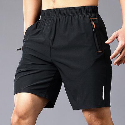 Men's Athletic Shorts Active Shorts Casual Shorts Drawstring Elastic Waist Zipper Pocket Solid Color Breathable Quick Dry Short Casual Daily Going out Stylish Simple Black Blue Micro-elastic