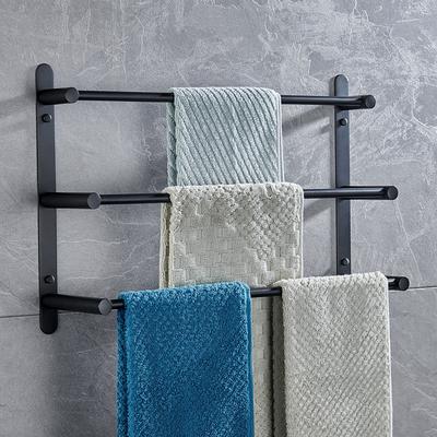 Wall Mounted Towel Rack,Stainless Steel 3-TierTowel Bar Storage Shelf for Bathroom 30cm~70cm Towel Holder Towel Rail Towel Hanger(Black/Chrome/Brushed Golden/Brushed Nickel)