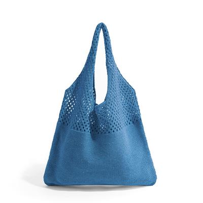 Women's Beige Knitted Tote Bag – Lightweight Mesh Shoulder Bag for Summer Beach, Groceries, and Casual Daily Use