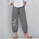 Women's Linen Pants Pants Trousers Capri shorts Linen Cotton Blend Butterfly Baggy Print Ankle-Length High Waist Chino Casual Going out Black / Red Light Green S M Spring Fall