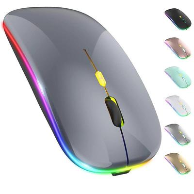 LED Wireless Mouse Slim Silent Mouse 2.4G Portable Mobile Optical Office Mouse with USB and Type-c Receiver 3 Adjustable DPI Levels for Laptop PC Notebook MacBook