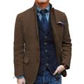 Men's Retro Vintage Tweed Blazer Herringbone Blazer Sport Coat Regular Plus Size Single Breasted Two-buttons Black Champagne Burgundy Blue 2024