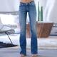 Women's LowRiseJeans Bootcut Flare Full Length Denim Pocket Ripped Stretchy High Waist Streetwear Casual Going out Casual Daily Light Blue Dark Blue XS S