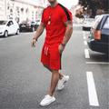 Men's T-shirt Suits Tracksuit Tennis Shirt Shorts and T Shirt Set Set Geometry Muscle Round Neck Normal Street Sports Short Sleeve Short Sleeves Patchwork 2 Piece Clothing Apparel Sports Designer