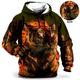 Men's Plus Size Pullover Hoodie Sweatshirt Big and Tall 3D Print Hooded Long Sleeve Spring Fall Fashion Streetwear Basic Comfortable Work Daily Wear Tops
