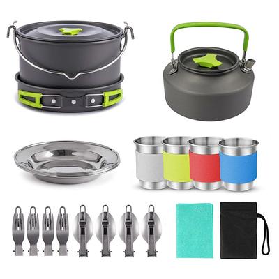 Camping Pot Campfire Cooking Pots Outdoor Cooker Backpacking Gear Portable Cooking Stove Outdoors Gear Portable Cooker Camping cookware Aluminum Alloy on Foot Water Cup Travel