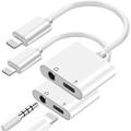 Adapter Splitter For IPhone Headphones 2 In 1 Dual Interface For Iphone Charger Cable Aux Audio Adapter Converter For IPhone 13/12/11/X/XS/XR/8/7 IPad Support Calling Charging