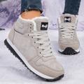 Women's Sneakers Boots Snow Boots Plus Size Comfort Shoes Outdoor Work Daily Solid Color Winter Flat Heel Round Toe Fashion Sporty Classic Running Walking Faux Suede Lace-up Black Blue Light Grey