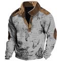 Mens Graphic Hoodie Nautical Map Prints Daily Casual Vintage Retro 3D Sweatshirt Pullover Vacation Going Out Streetwear Sweatshirts Blue Green Khaki Outdoor Cotton