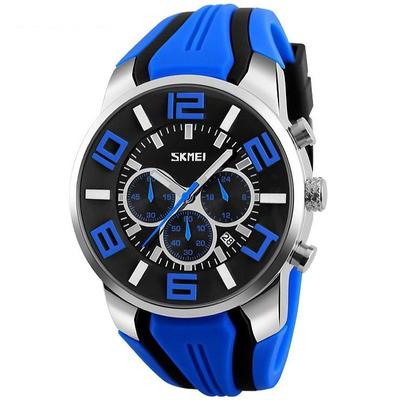 Mens Skmei Stop Watch Luxury Watches Silicone Strap Casual Watches For Men Waterproof Quartz 9128 Clock